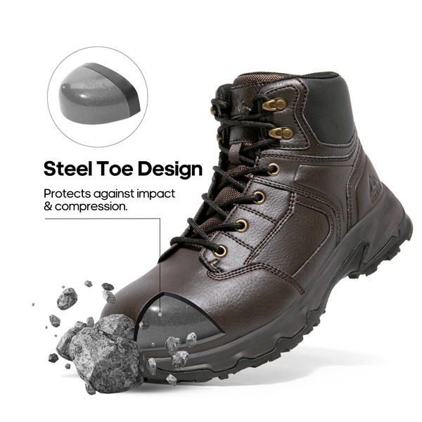 Men's Non-Slip Industrial Work Boots - DARK BROWN - 7